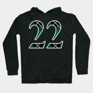 22 Sports Jersey Number Green Black Flannel Hoodie